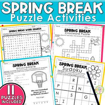 spring break crossword puzzle printable spring break crossword puzzle printable