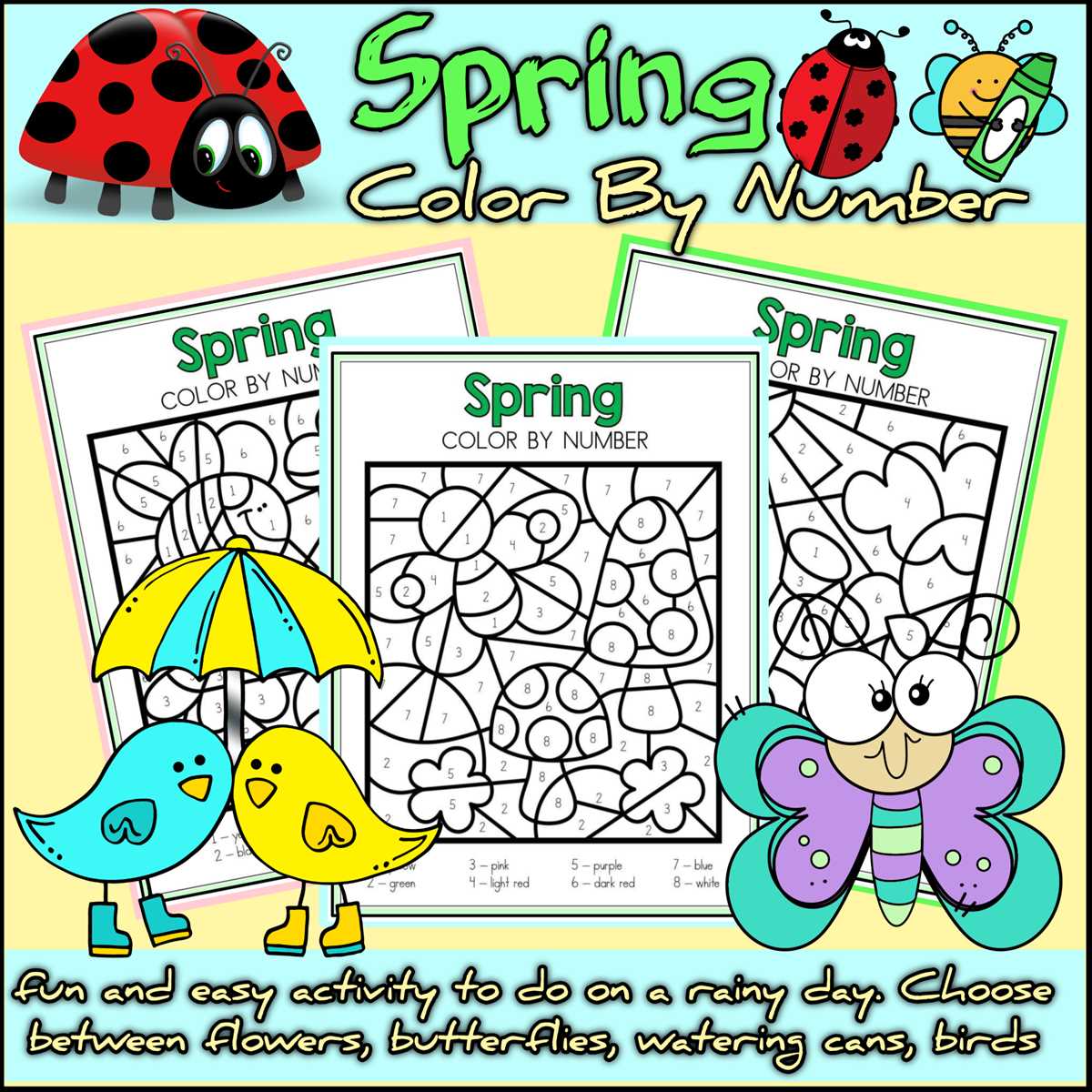 spring color by number printable