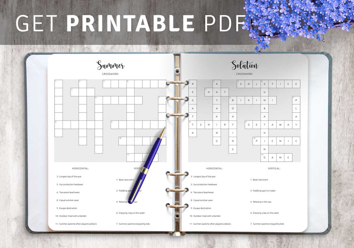 summer crossword puzzle free printable