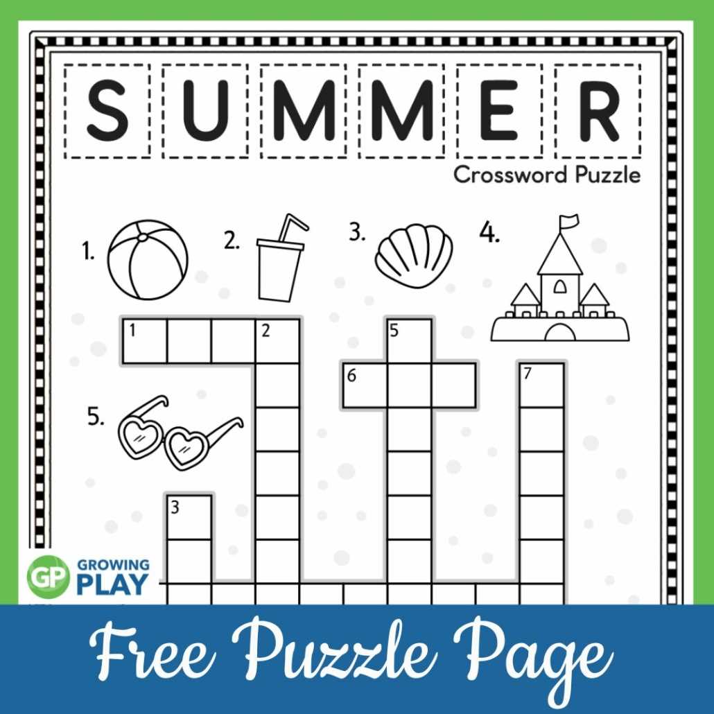 summer crossword puzzle free printable