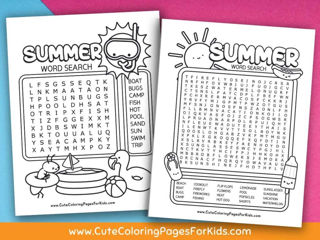 summer word find printable summer word find printable