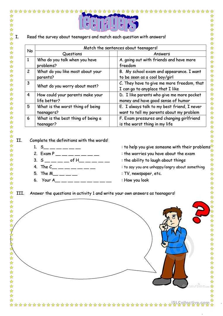 teenage printable activities