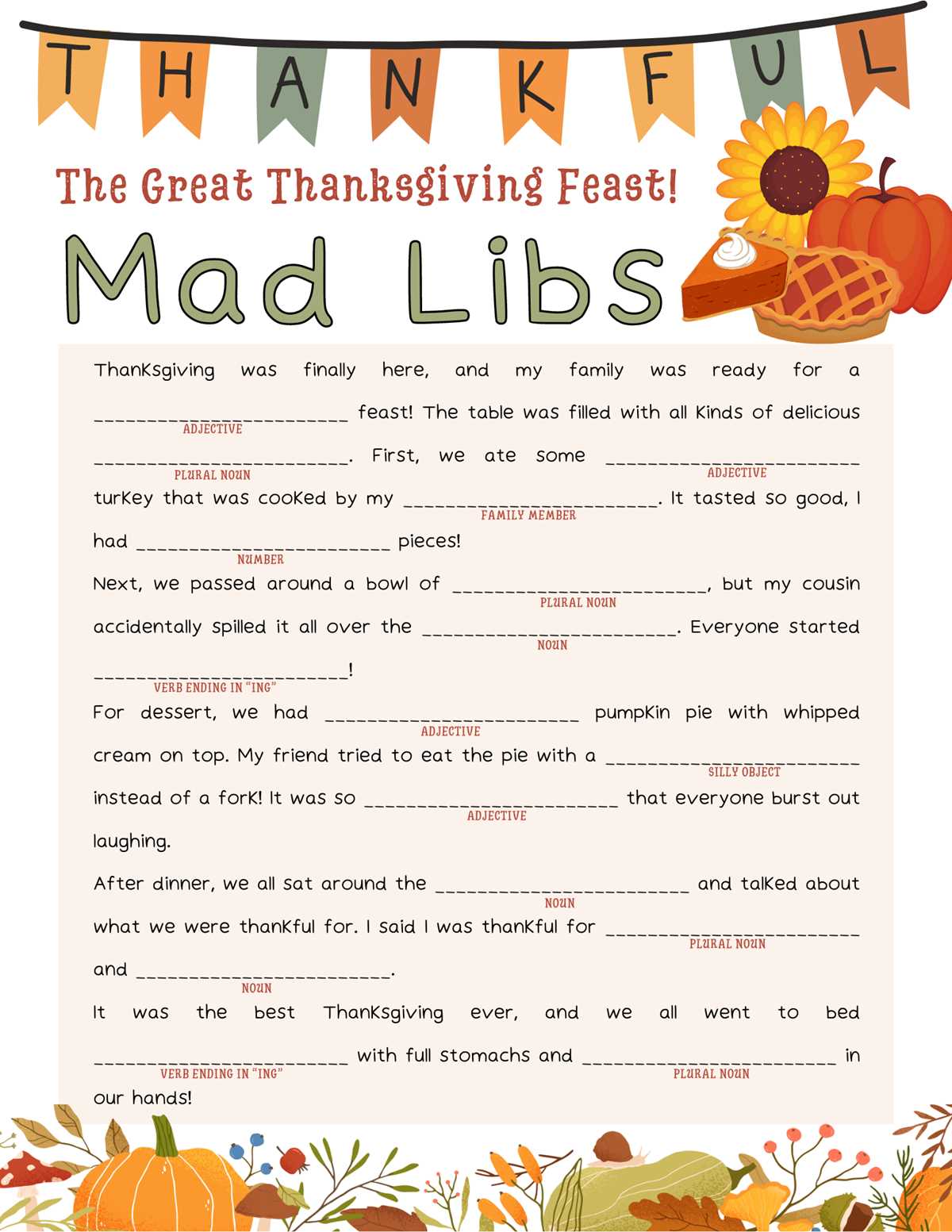 thanksgiving mad libs free printable thanksgiving mad libs free printable