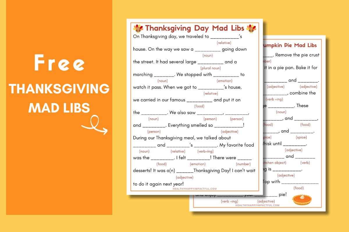 thanksgiving mad libs free printable thanksgiving mad libs free printable