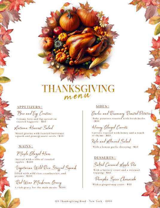 thanksgiving printable menu thanksgiving printable menu
