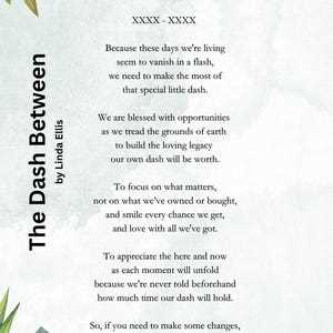 the dash poem printable free