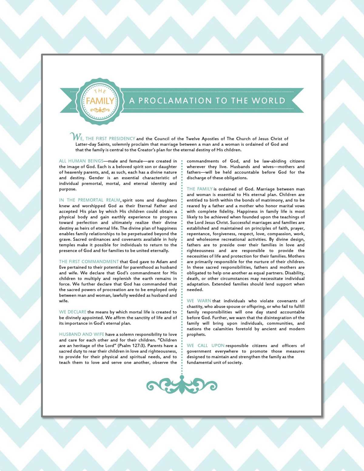 the family a proclamation to the world printable the family a proclamation to the world printable