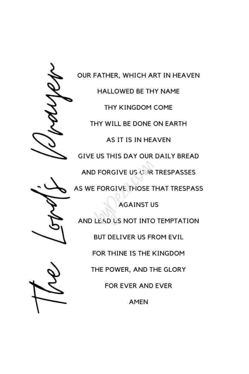 the lord prayer printable the lord prayer printable