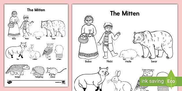 the mitten characters free printables the mitten characters free printables