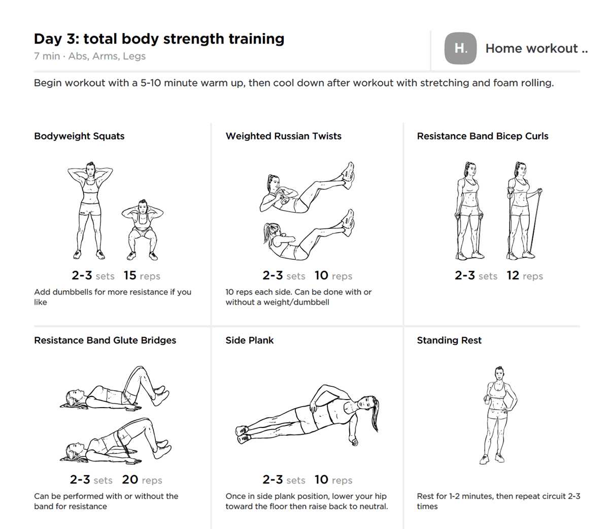 total gym exercises printable