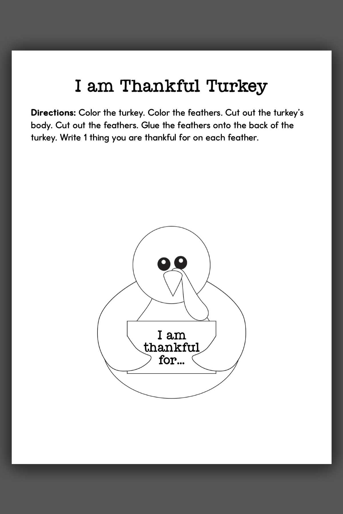 turkey printables with feathers