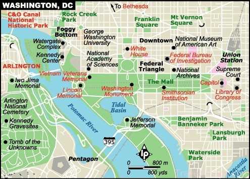 washington dc map of attractions printable map