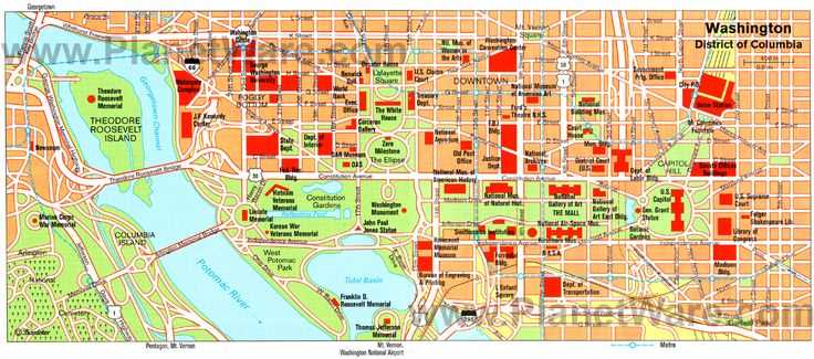 washington dc map of attractions printable map