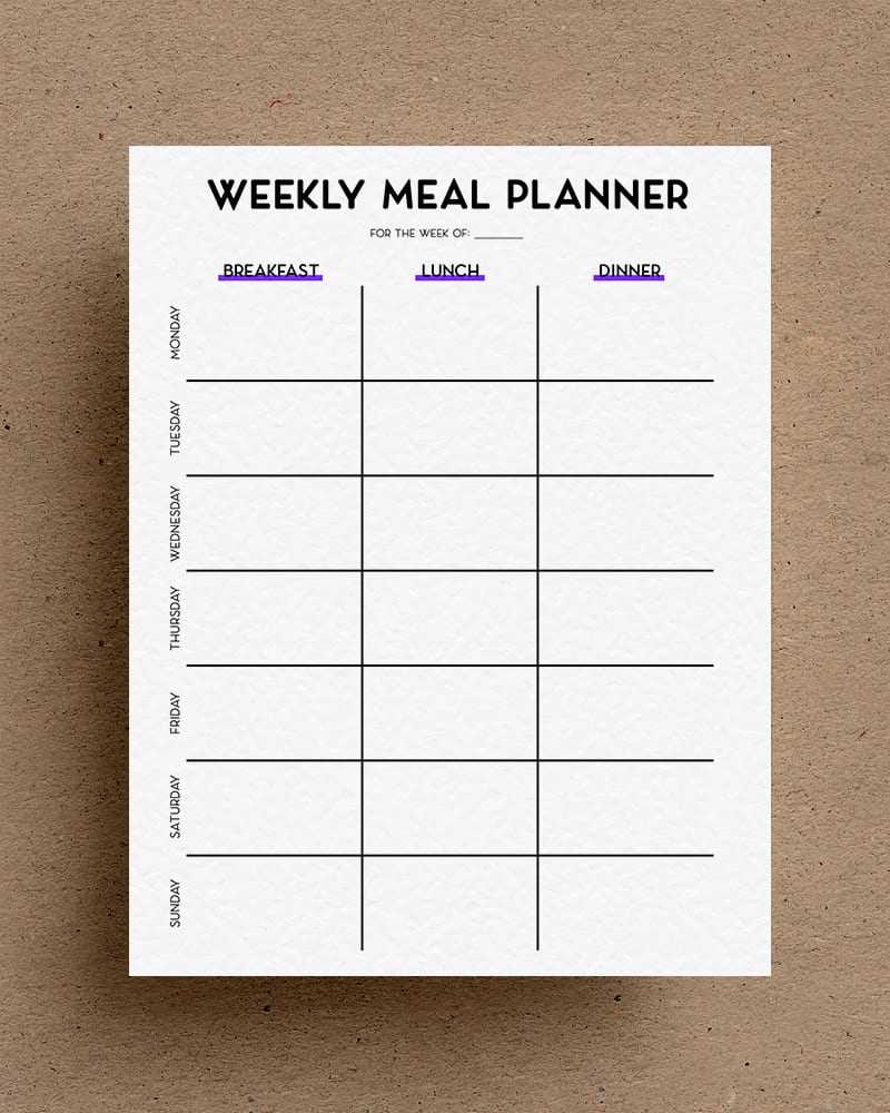 weekly meal planner printable