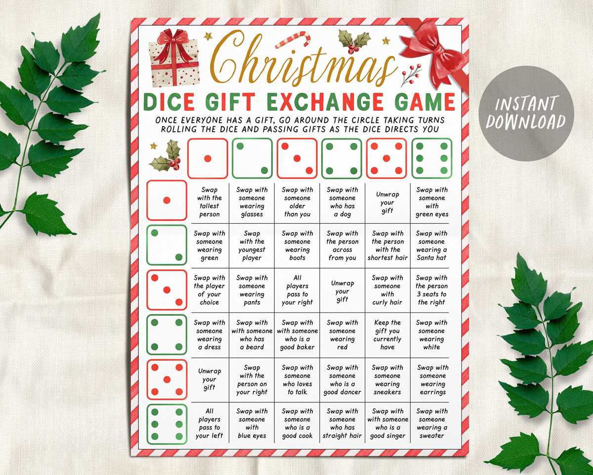 white elephant gift exchange rules printable