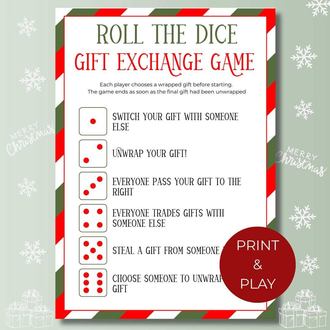 white elephant gift exchange rules printable