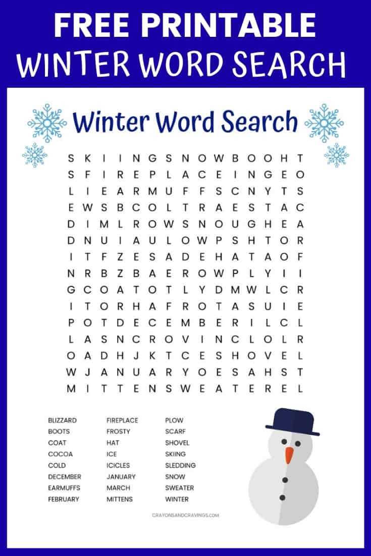 winter word search printable