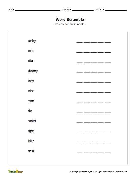 word scramble maker free printable
