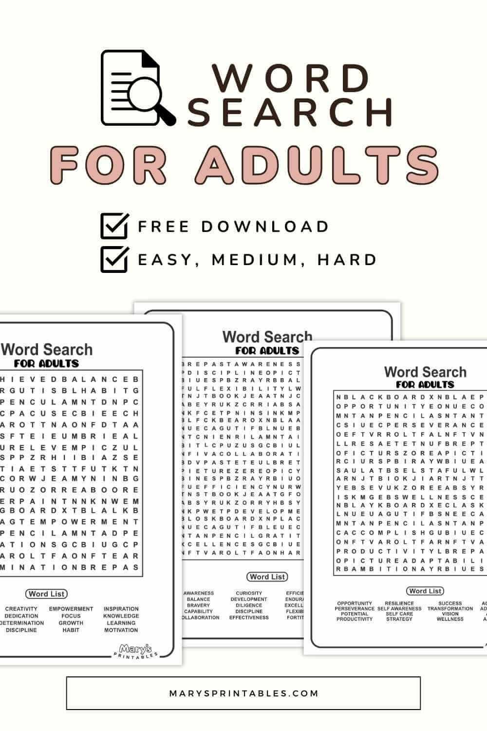word search printable adult