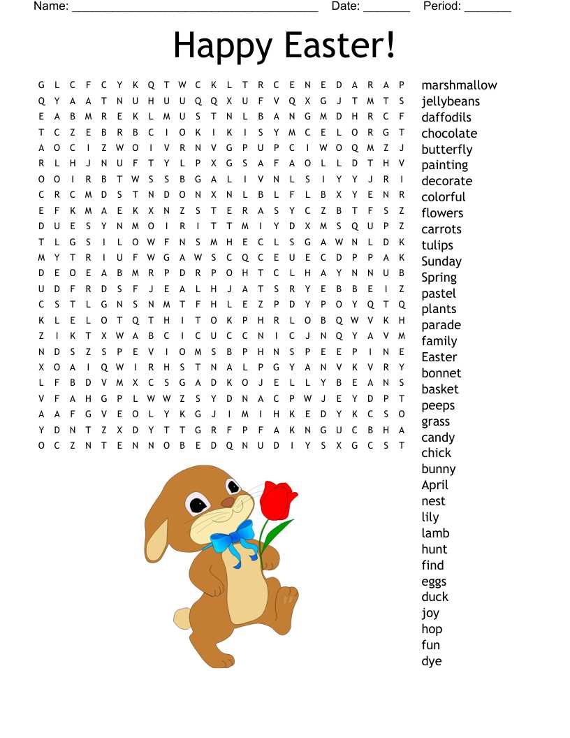 word search printable easter