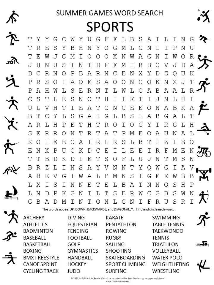 word search puzzles sports printable