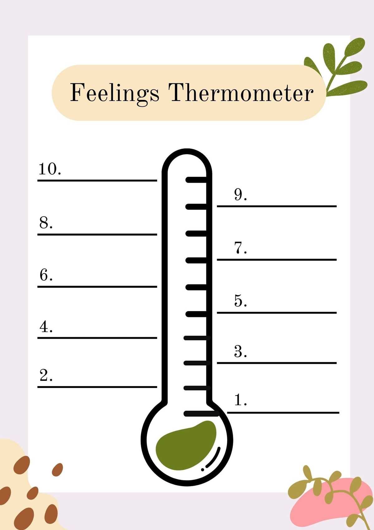 blank feelings thermometer printable