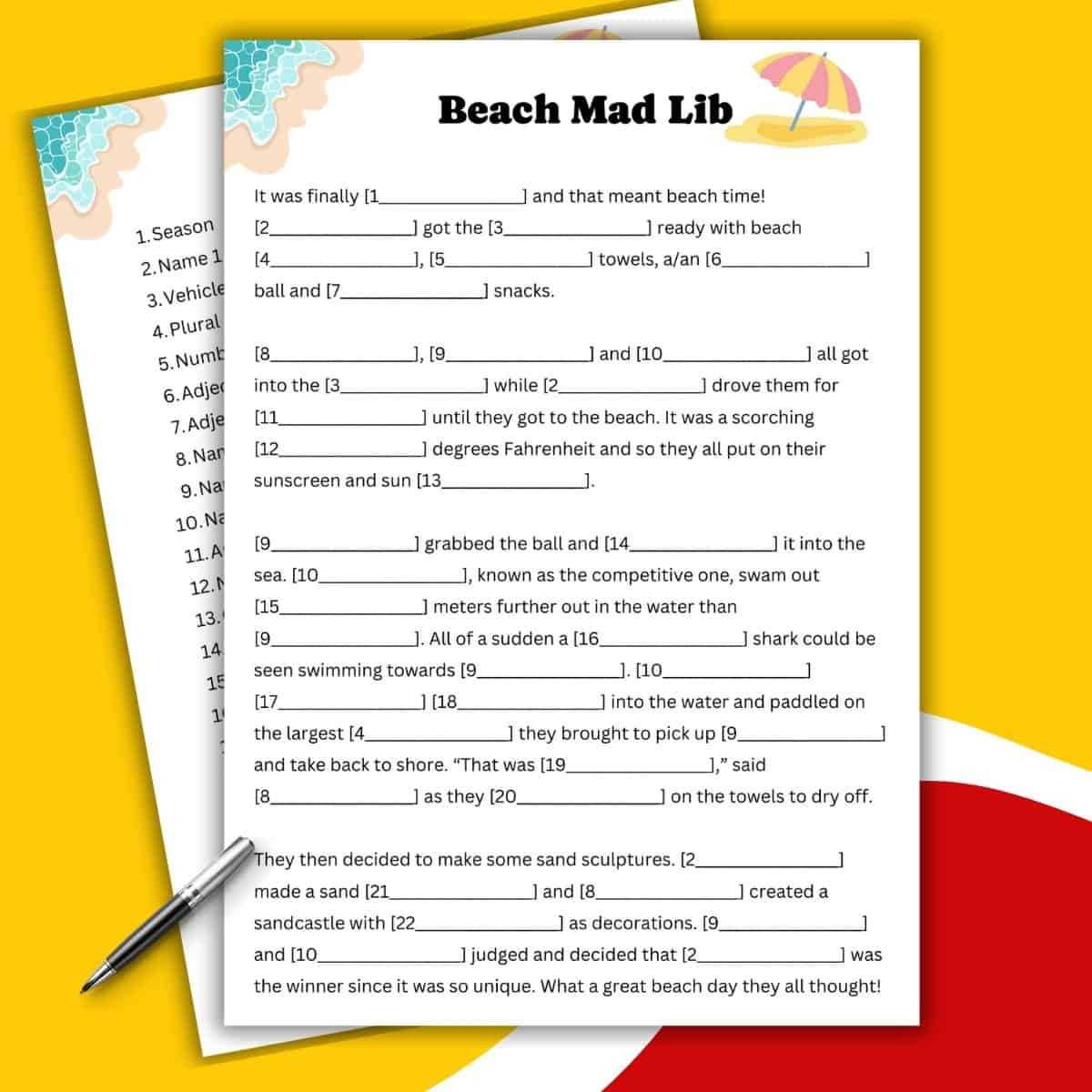 summer mad libs printable summer mad libs printable