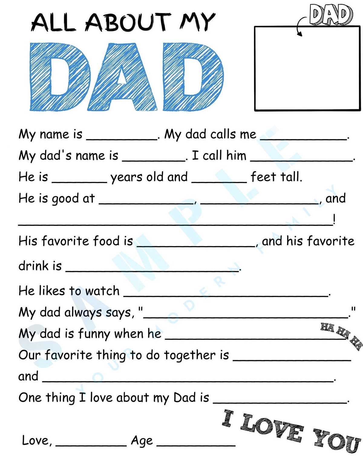 all about dad printable all about dad printable