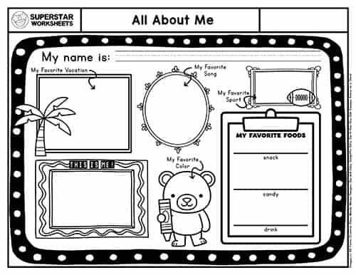 all about me free printable worksheet