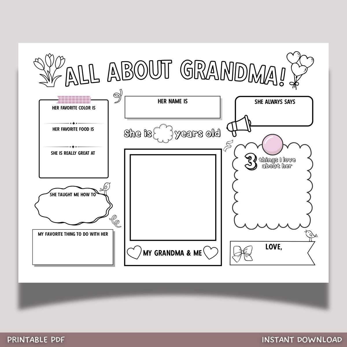 all about my grandma free printable all about my grandma free printable