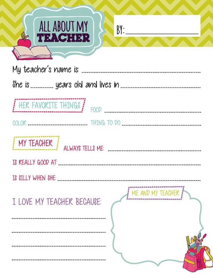 all about my teacher printable