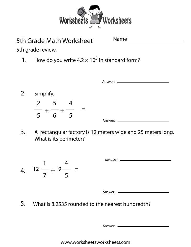 printable math problems for 5th graders
