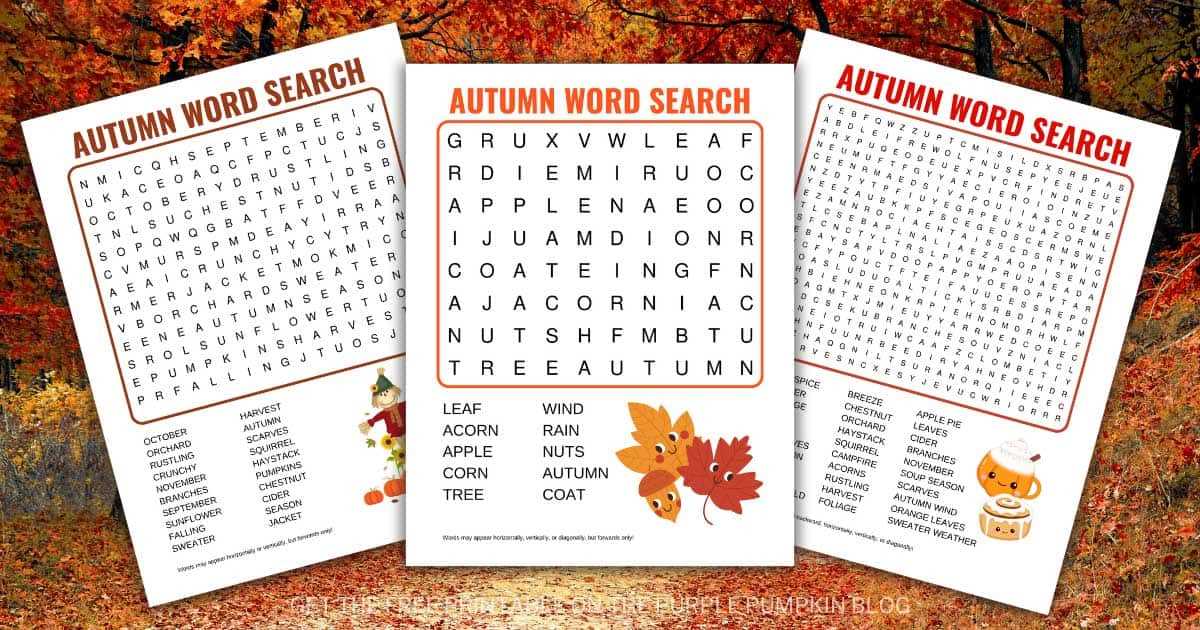 autumn word search printable