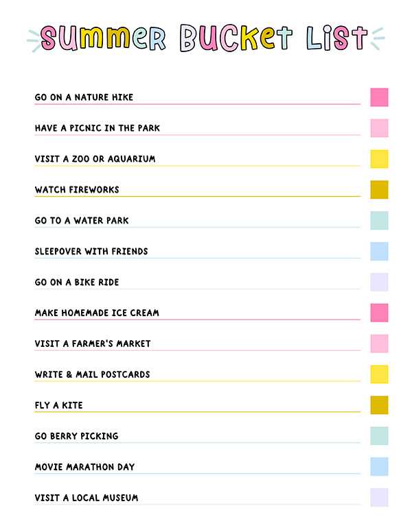 bucket list printable