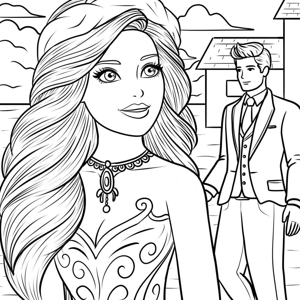 barbie printable coloring page