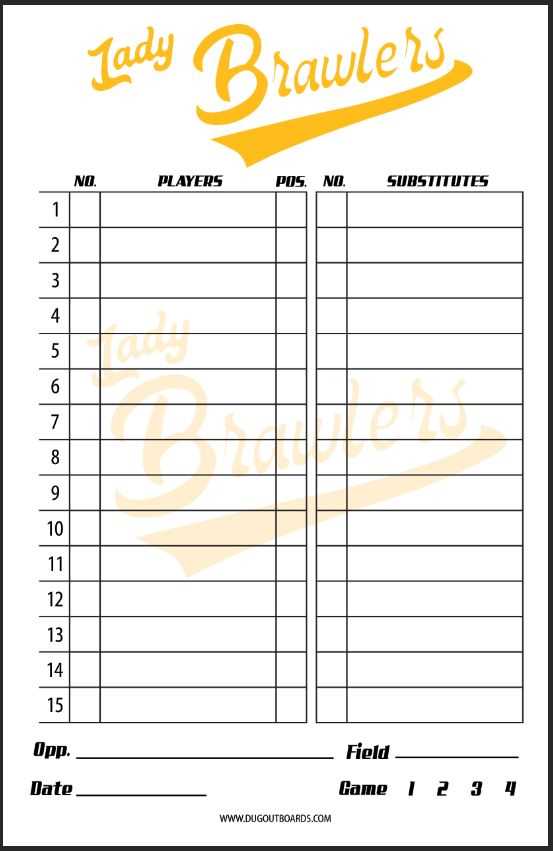 baseball lineup card printable baseball lineup card printable