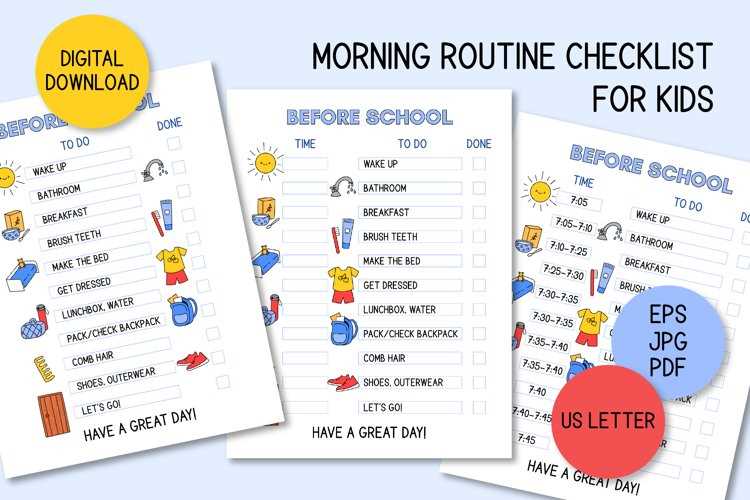 morning routine printable chart