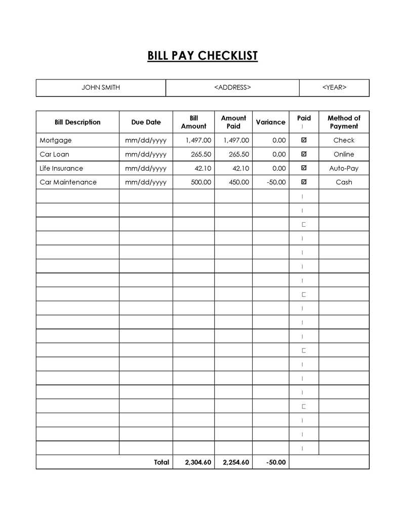 bill payment checklist printable free bill payment checklist printable free