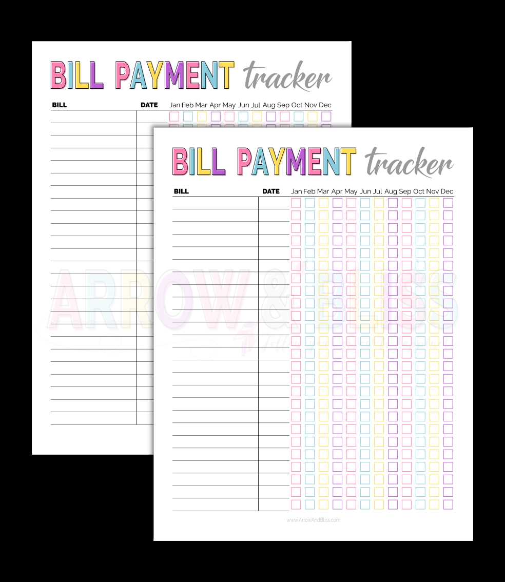 bill payment tracker free printable