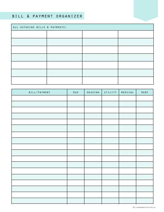 bill payment tracker printable