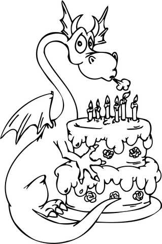 birthday cake coloring page printable