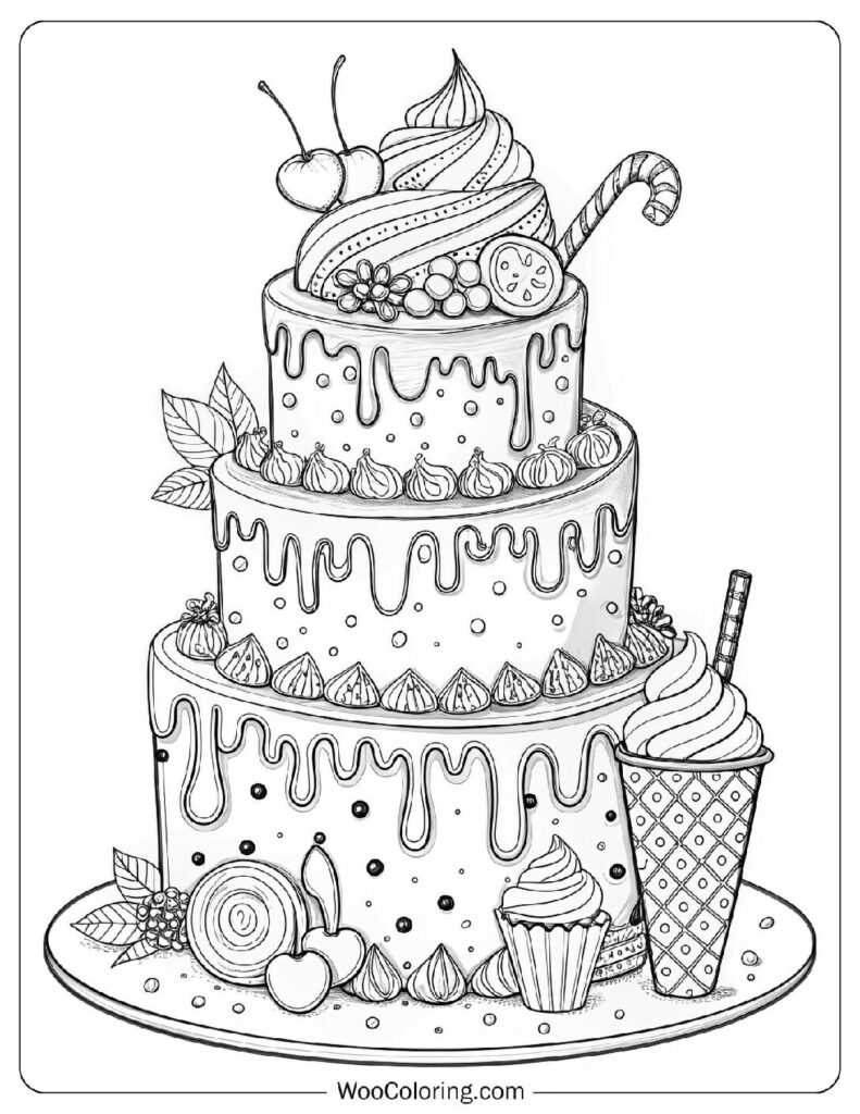 birthday cake coloring page printable
