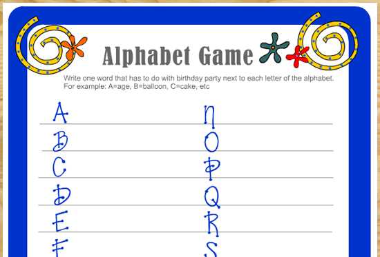 birthday party printable games