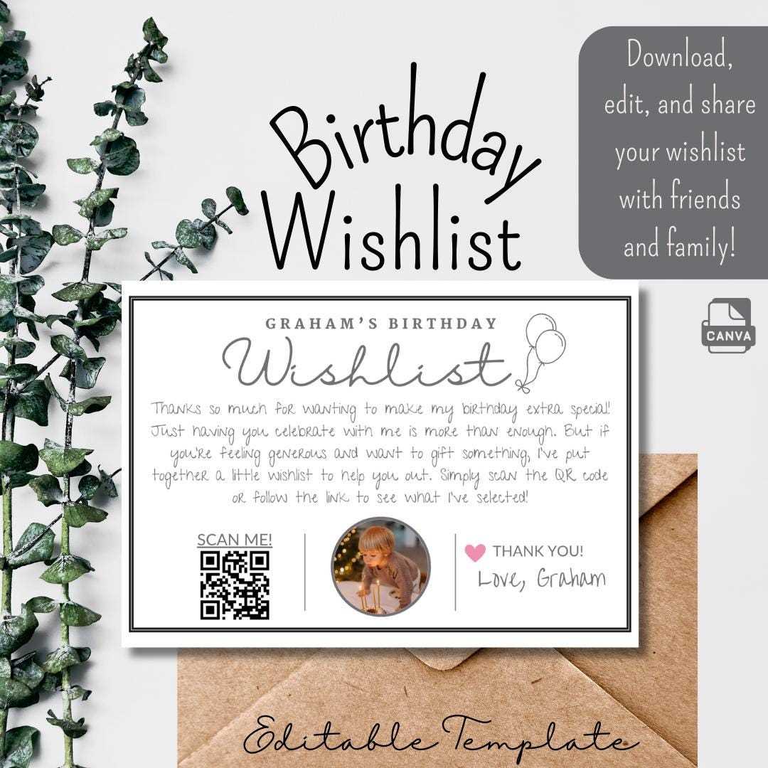 birthday wishlist printable