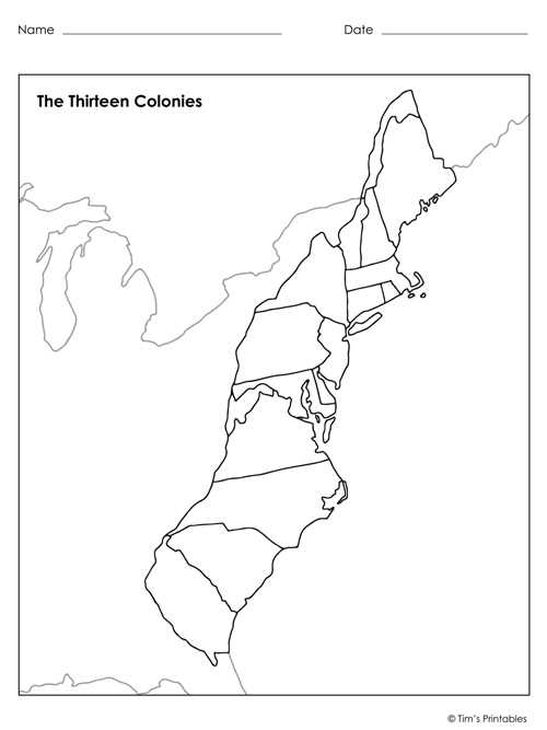 blank map of 13 colonies printable blank map of 13 colonies printable