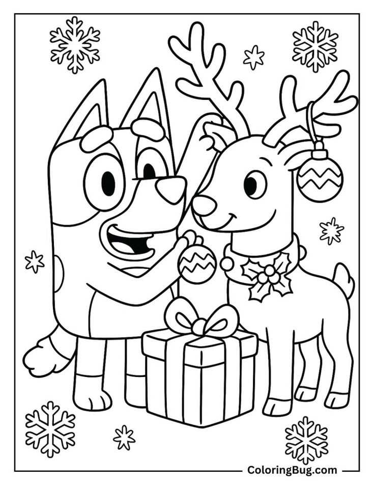 bluey christmas coloring pages printable