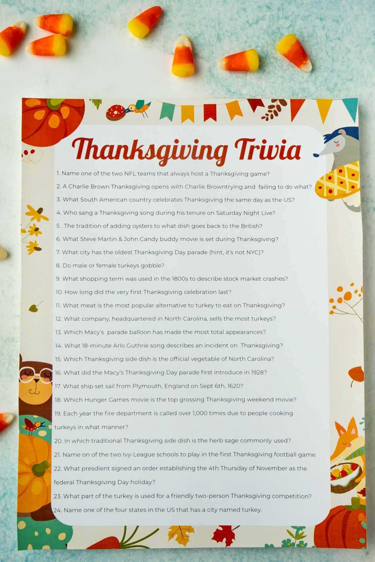 thanksgiving trivia printable