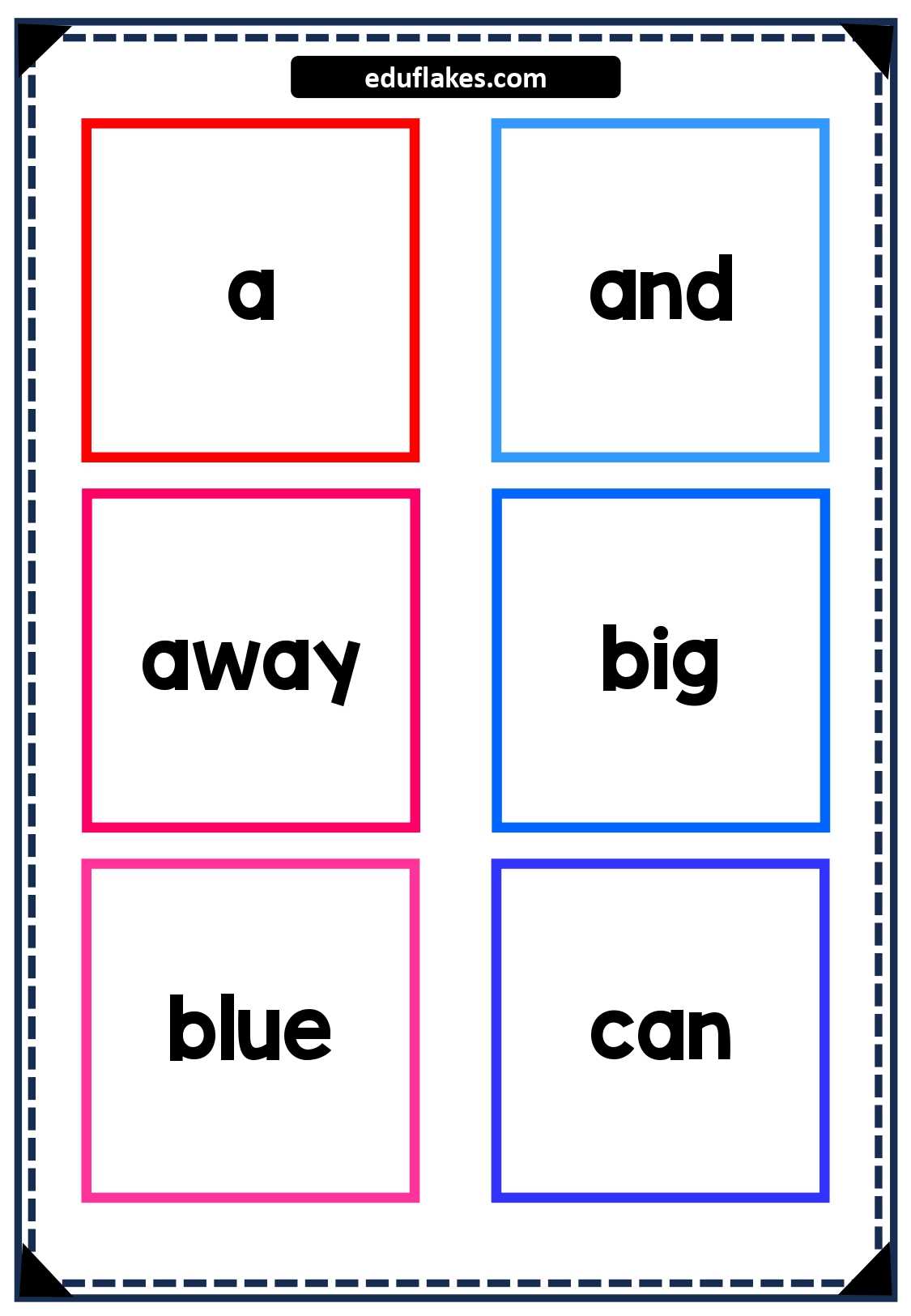 kindergarten sight words flash cards free printable