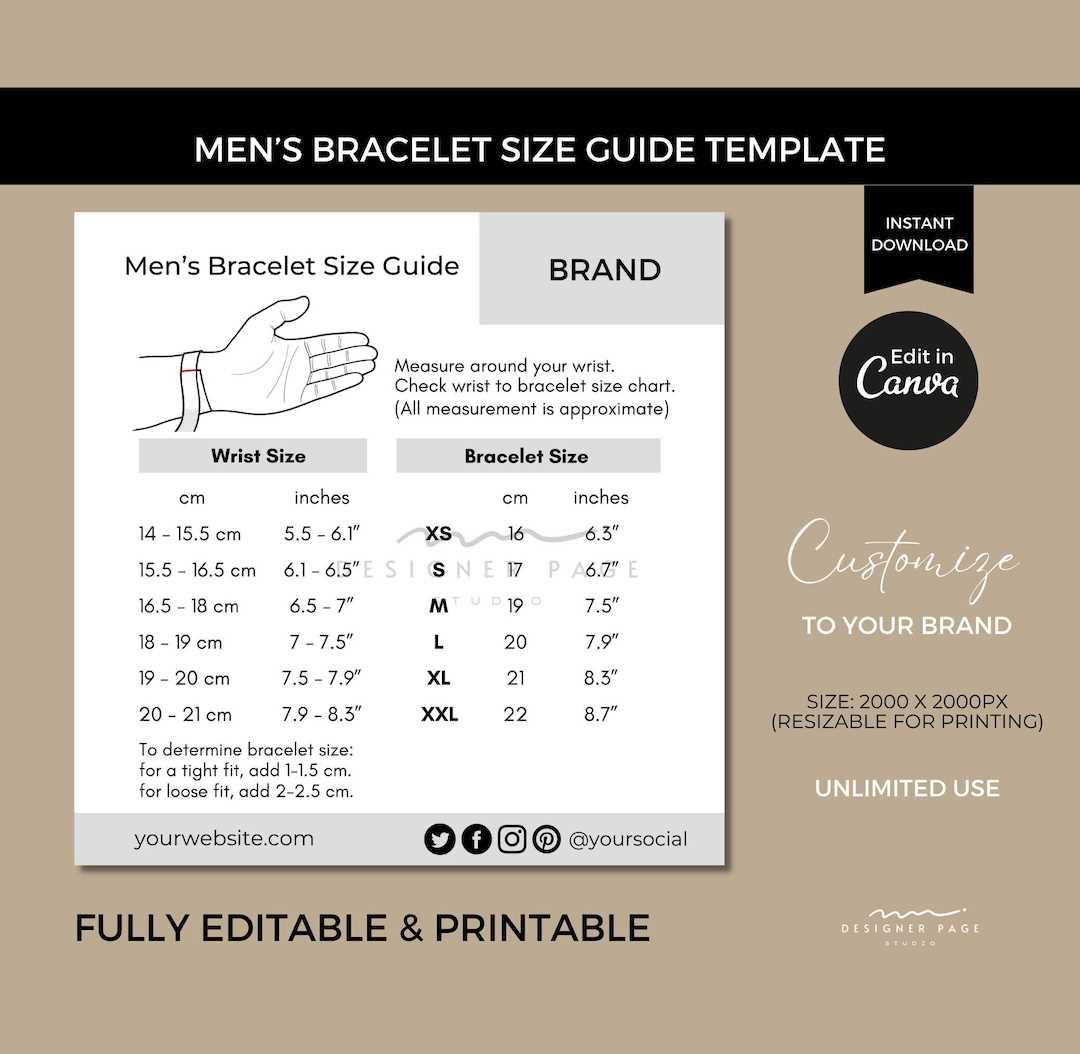 bracelet size printable