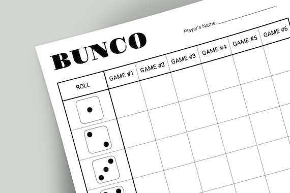 bunco score cards printable free